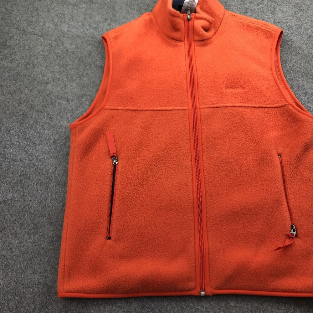 Patagonia Vest Mens Medium Orange Synchilla Fleece Full Zip Pockets Outdoor